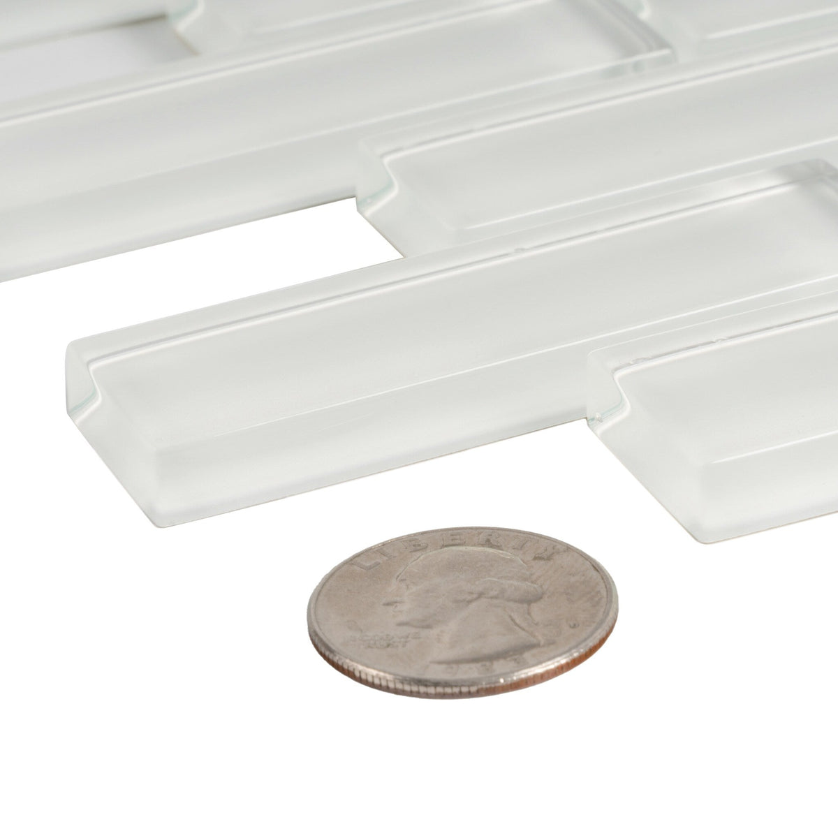 Apollo Tile (Sample) Colorway White 4-in x 4-in Glossy Glass Brick Subway Floor and Wall Tile