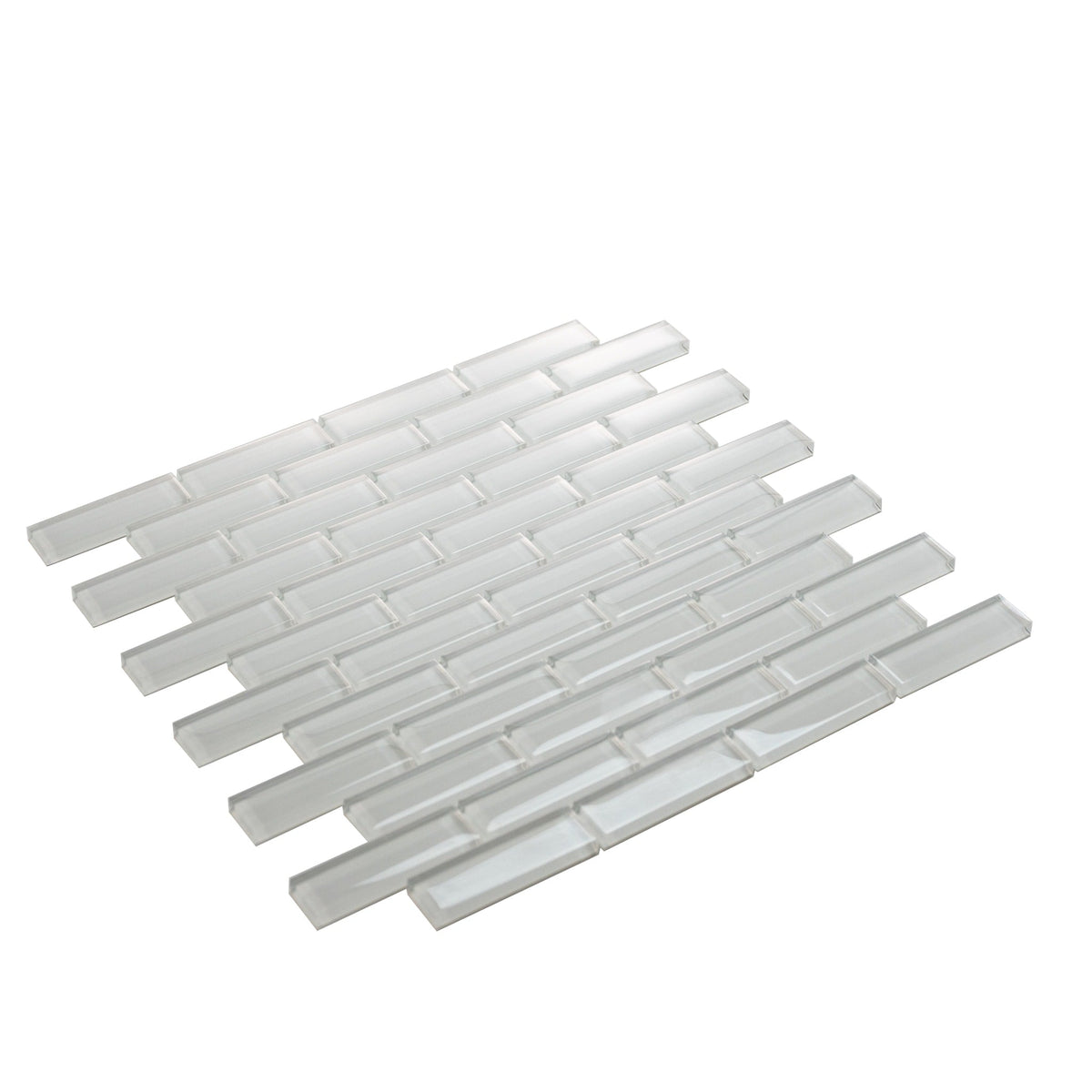 Apollo Tile (Sample) Colorway White 4-in x 4-in Glossy Glass Brick Subway Floor and Wall Tile