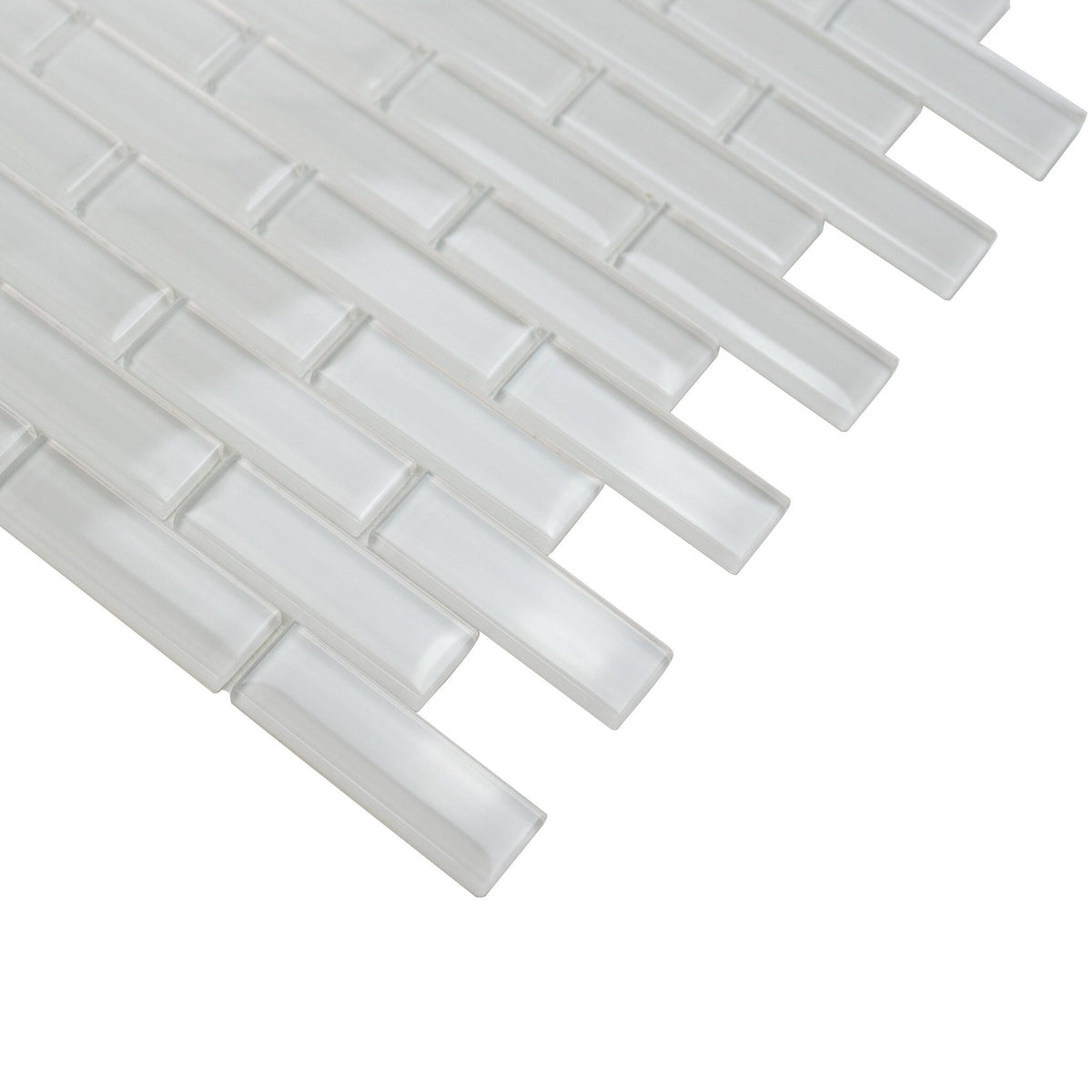 Apollo Tile (Sample) Colorway White 4-in x 4-in Glossy Glass Brick Subway Floor and Wall Tile