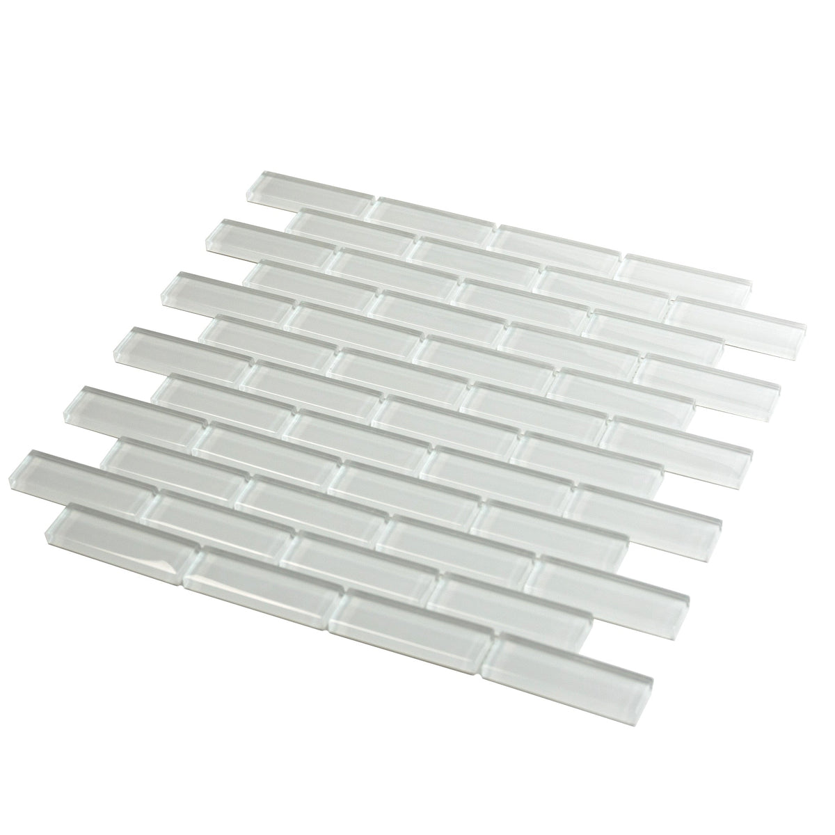 Apollo Tile (Sample) Colorway White 4-in x 4-in Glossy Glass Brick Subway Floor and Wall Tile