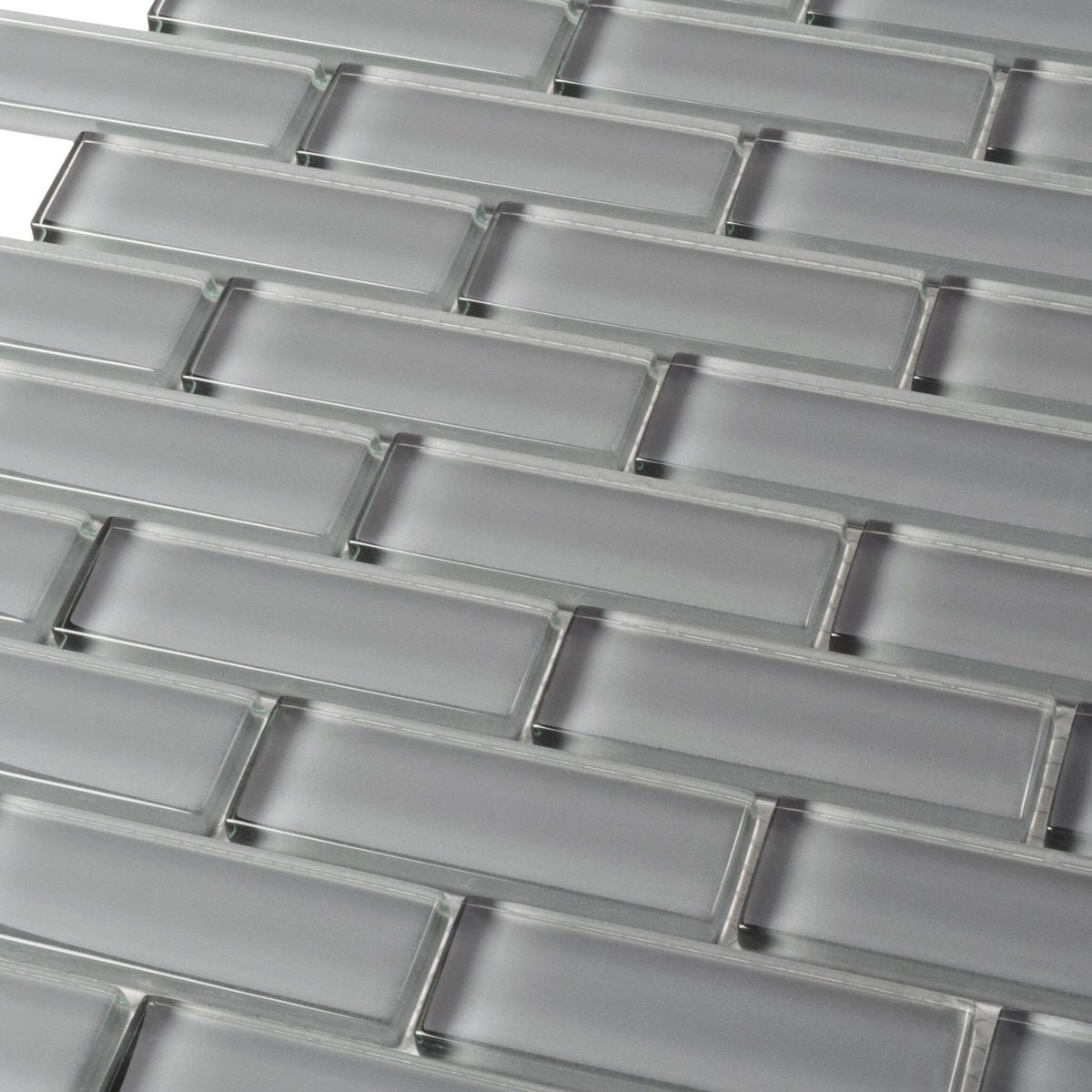 Apollo Tile (Sample) Colorway Gray 4-in x 4-in Glossy Glass Brick Subway Floor and Wall Tile