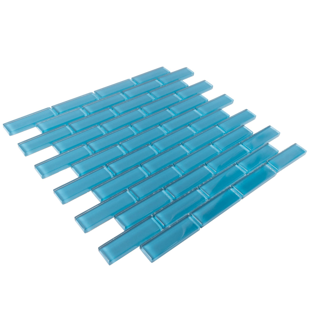 Apollo Tile (Sample) Colorway Sea Blue 4-in x 4-in Glossy Glass Brick Subway Floor and Wall Tile