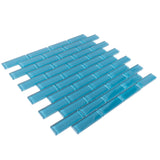 Apollo Tile (Sample) Colorway Sea Blue 4-in x 4-in Glossy Glass Brick Subway Floor and Wall Tile