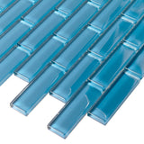Apollo Tile (Sample) Colorway Sea Blue 4-in x 4-in Glossy Glass Brick Subway Floor and Wall Tile