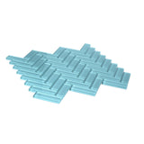 Apollo Tile (Sample) Colorway Tiffany Blue 4-in x 4-in Glossy Glass Herringbone Mosaic Floor and Wall Tile