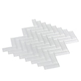Apollo Tile (Sample) Colorway White 4-in x 4-in Glossy Glass Herringbone Mosaic Floor and Wall Tile