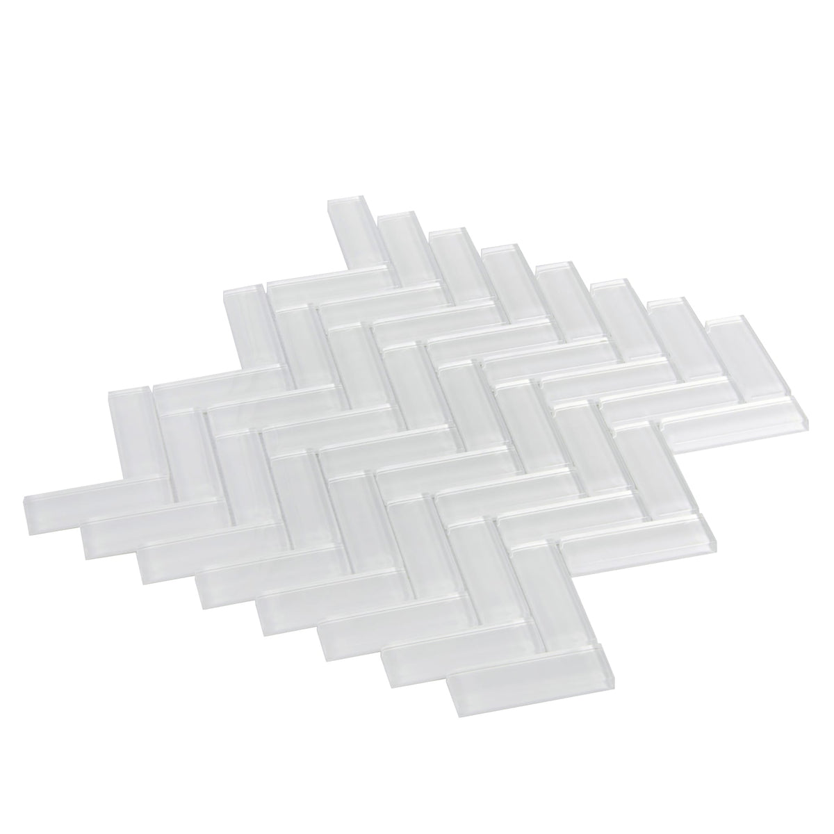 Apollo Tile Colorway White 11-in x 13-in Glossy Glass Herringbone Floor and Wall Tile (4.81-sq. ft/ Carton)