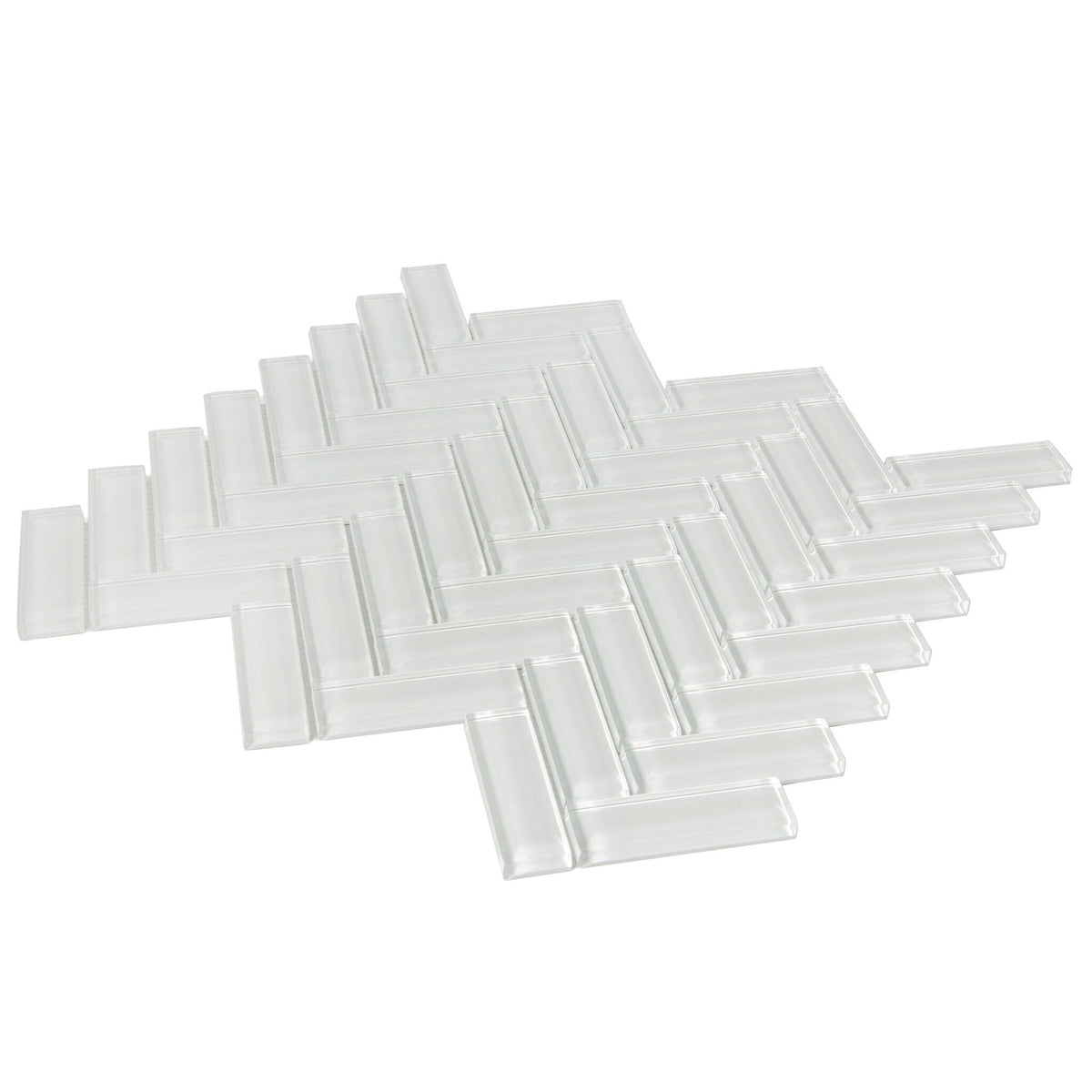 Apollo Tile Colorway White 11-in x 13-in Glossy Glass Herringbone Floor and Wall Tile (4.81-sq. ft/ Carton)