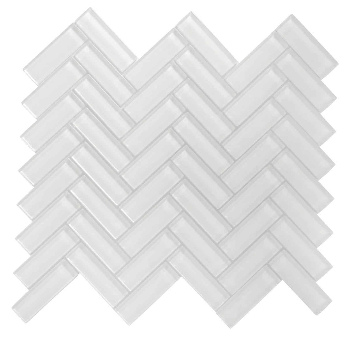 Apollo Tile Colorway White 11-in x 13-in Glossy Glass Herringbone Floor and Wall Tile (4.81-sq. ft/ Carton)