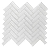 Apollo Tile (Sample) Colorway White 4-in x 4-in Glossy Glass Herringbone Mosaic Floor and Wall Tile