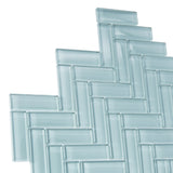 Apollo Tile (Sample) Colorway Slate Gray 4-in x 4-in Glossy Glass Herringbone Floor and Wall Tile