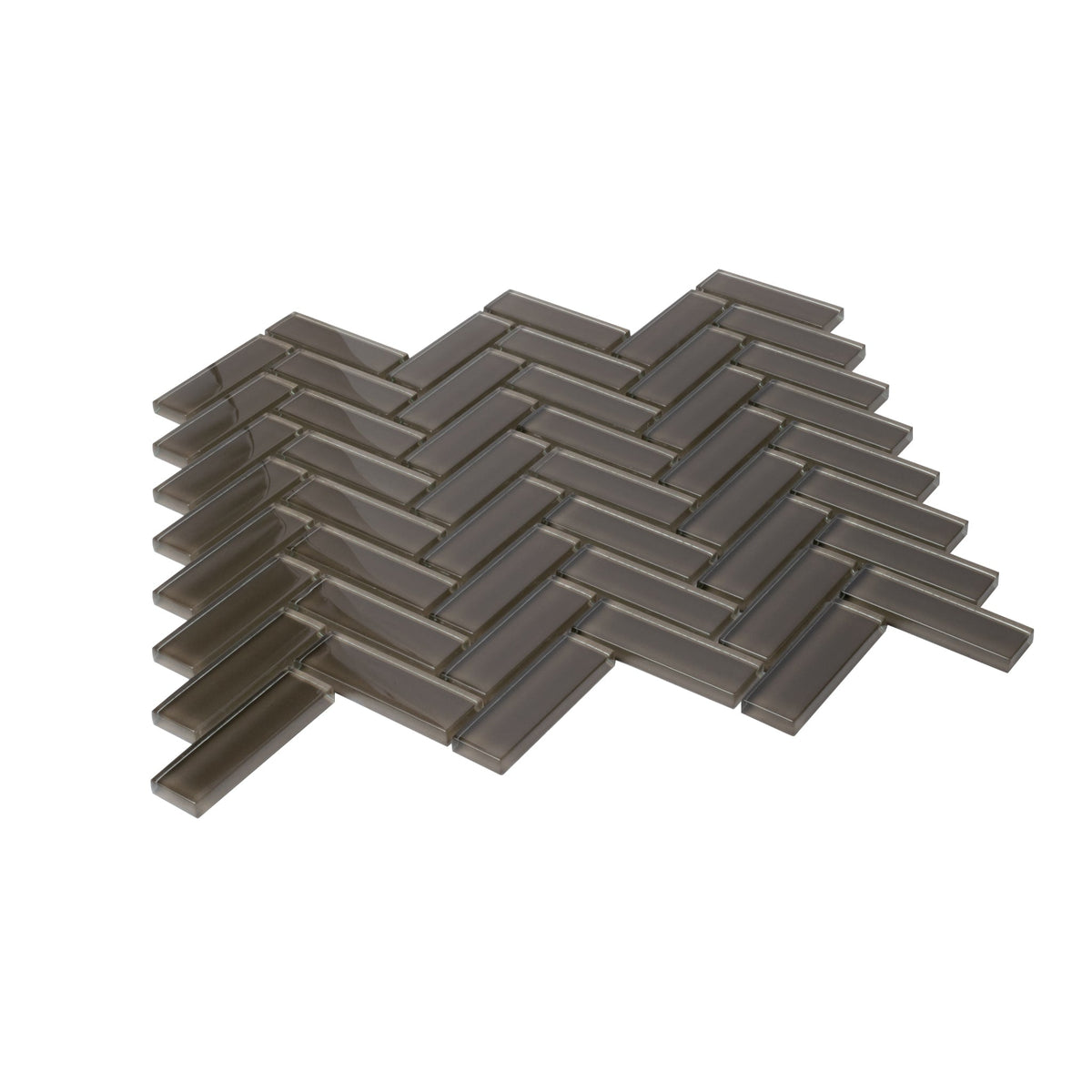 Apollo Tile (Sample) Colorway Anchor Gray 4-in x 4-in Glossy Glass Herringbone Floor and Wall Tile