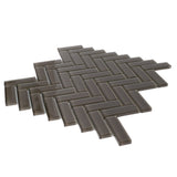Apollo Tile (Sample) Colorway Anchor Gray 4-in x 4-in Glossy Glass Herringbone Floor and Wall Tile
