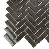Apollo Tile (Sample) Colorway Anchor Gray 4-in x 4-in Glossy Glass Herringbone Floor and Wall Tile