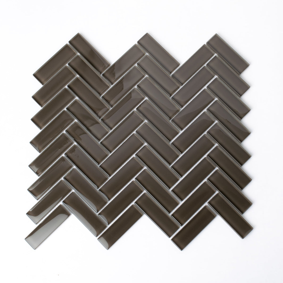 Apollo Tile (Sample) Colorway Anchor Gray 4-in x 4-in Glossy Glass Herringbone Floor and Wall Tile