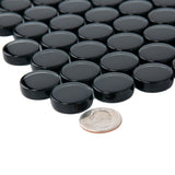 Apollo Tile (Sample) Colorway Black 4-in x 4-in Glossy Glass Penny Round Mosaic Floor and Wall Tile