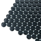 Apollo Tile (Sample) Colorway Black 4-in x 4-in Glossy Glass Penny Round Mosaic Floor and Wall Tile