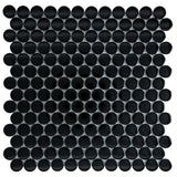 Apollo Tile (Sample) Colorway Black 4-in x 4-in Glossy Glass Penny Round Mosaic Floor and Wall Tile