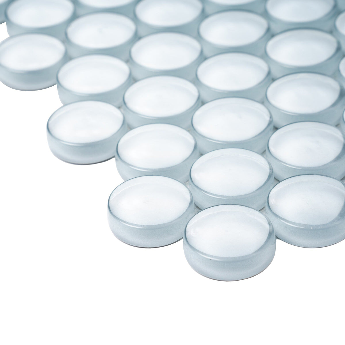 Apollo Tile (Sample) Colorway Light Gray 4-in x 4-in Glossy Glass Penny Round Mosaic Floor and Wall Tile