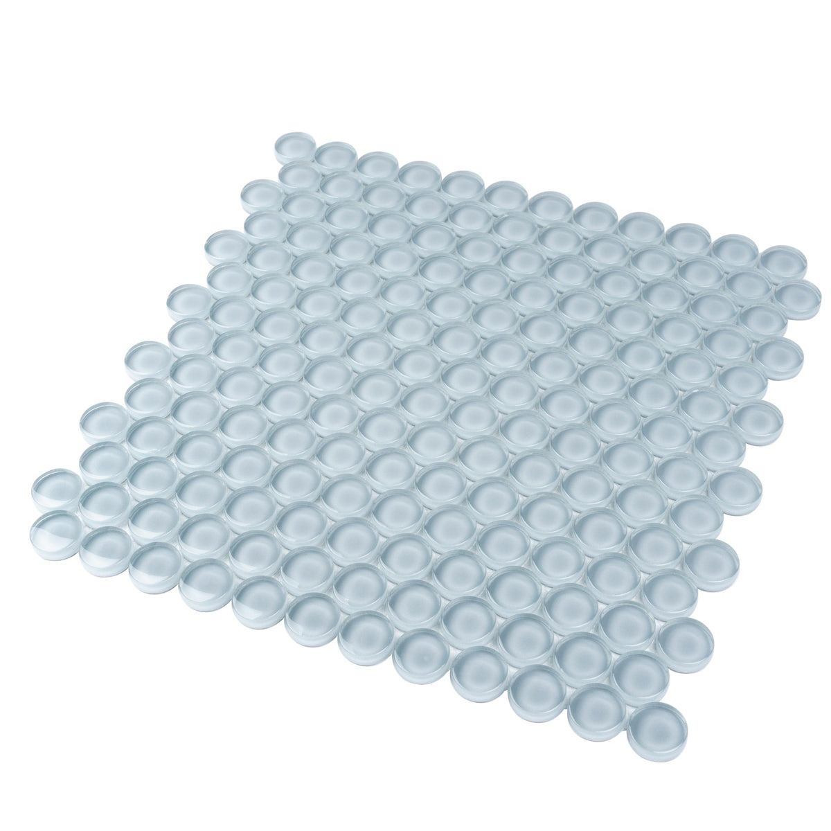 Apollo Tile (Sample) Colorway Light Gray 4-in x 4-in Glossy Glass Penny Round Mosaic Floor and Wall Tile