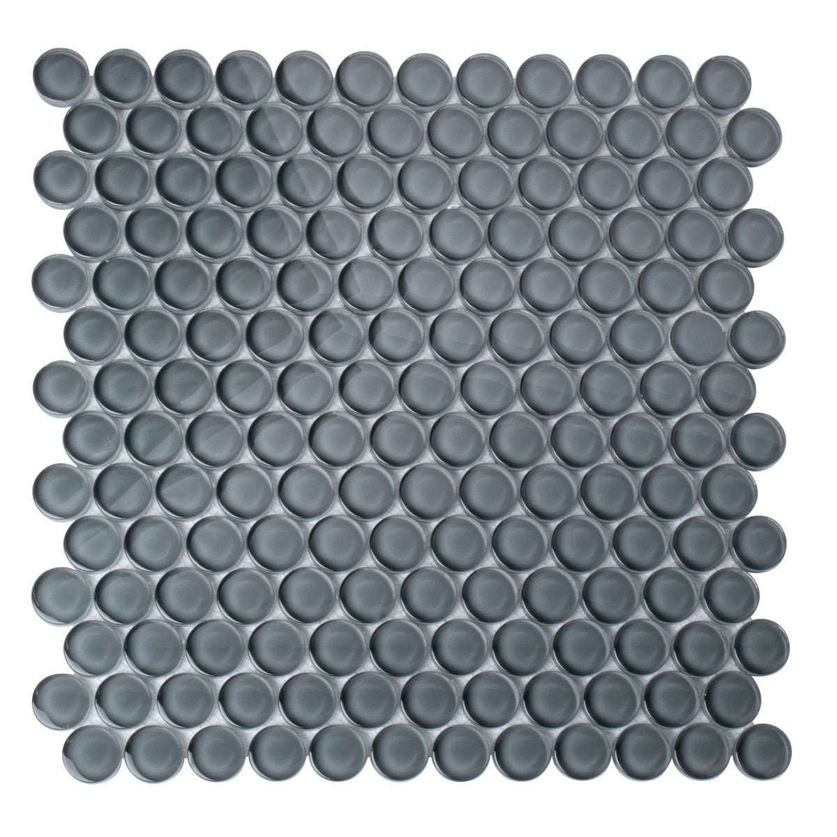 Apollo Tile (Sample) Colorway Gray 4-in x 4-in Glossy Glass Penny Round Mosaic Floor and Wall Tile