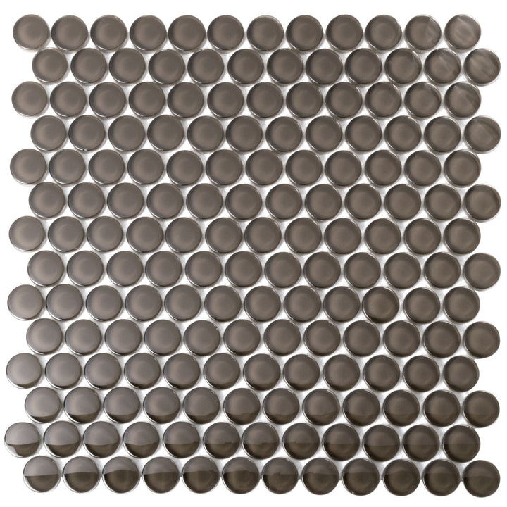 Apollo Tile (Sample) Colorway Anchor Gray 4-in x 4-in Glossy Glass Penny Round Mosaic Floor and Wall Tile