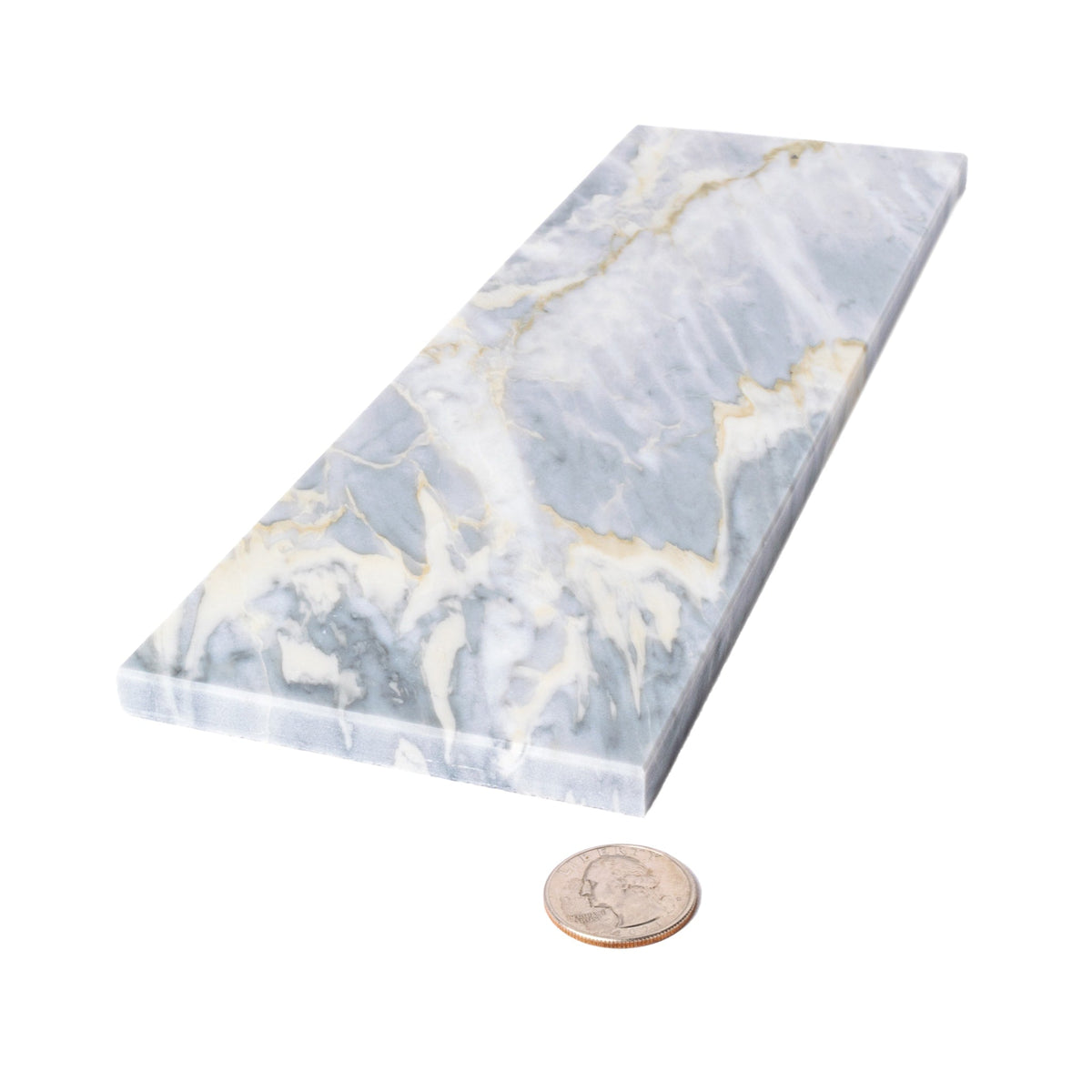 Apollo Tile (Sample) Wall White and Gray 4-in x 4-in Polished Marble Subway Wall Tile