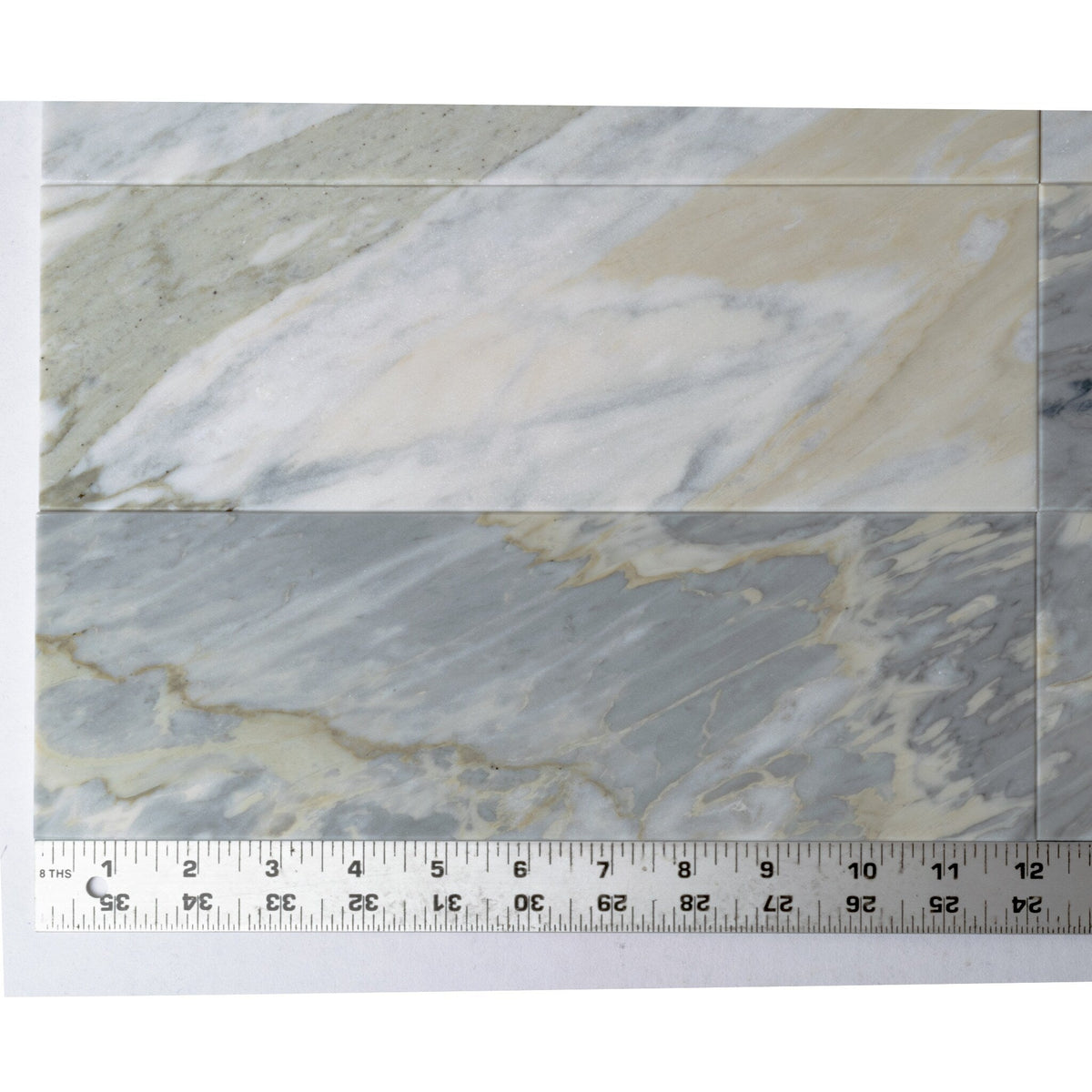 Apollo Tile (Sample) Wall White and Gray 4-in x 4-in Polished Marble Subway Wall Tile