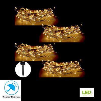 100-Light 20 ft.  Solar Copper Integrated LED String Light (4-Pack) - Super Arbor