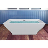 67 in. Acrylic Center Drain Rectangular Double Ended Flatbottom Freestanding Bathtub in Glossy White - Super Arbor
