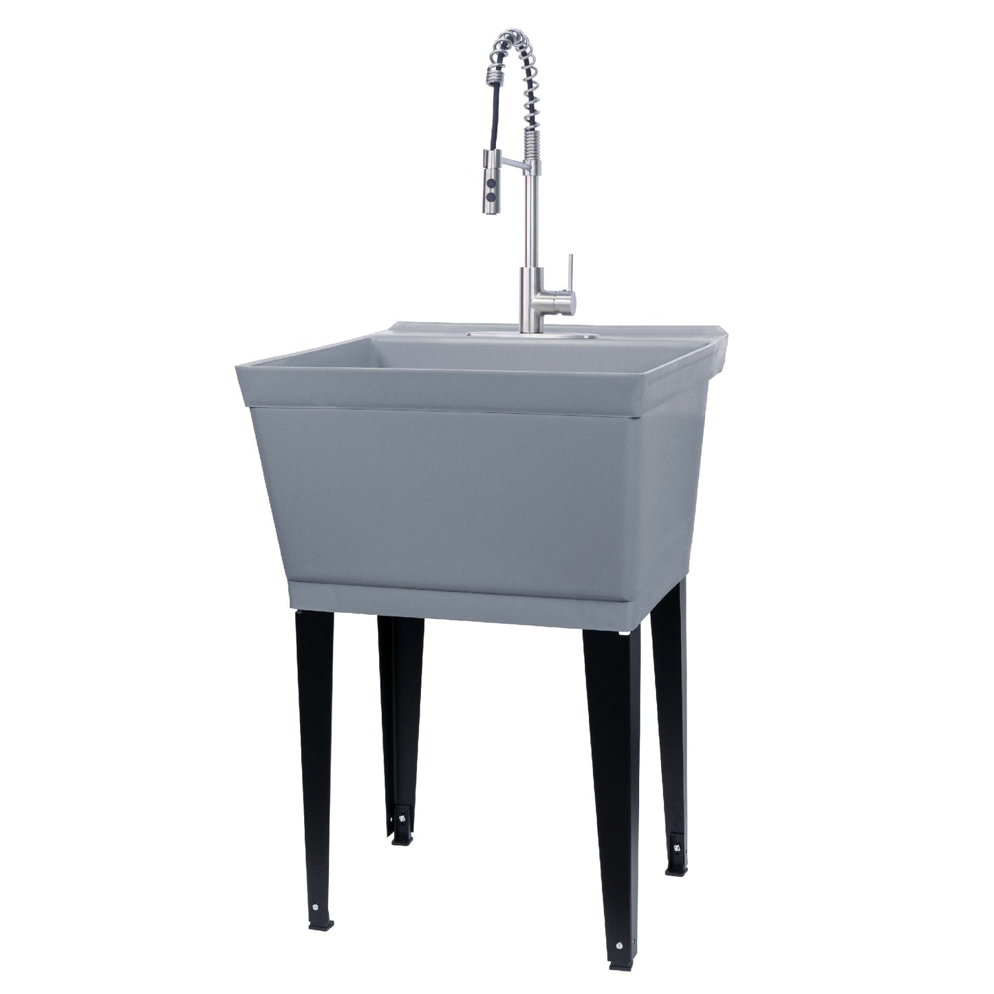 Cambridge Resources Gray Freestanding Utility Tub with Drain and Faucet