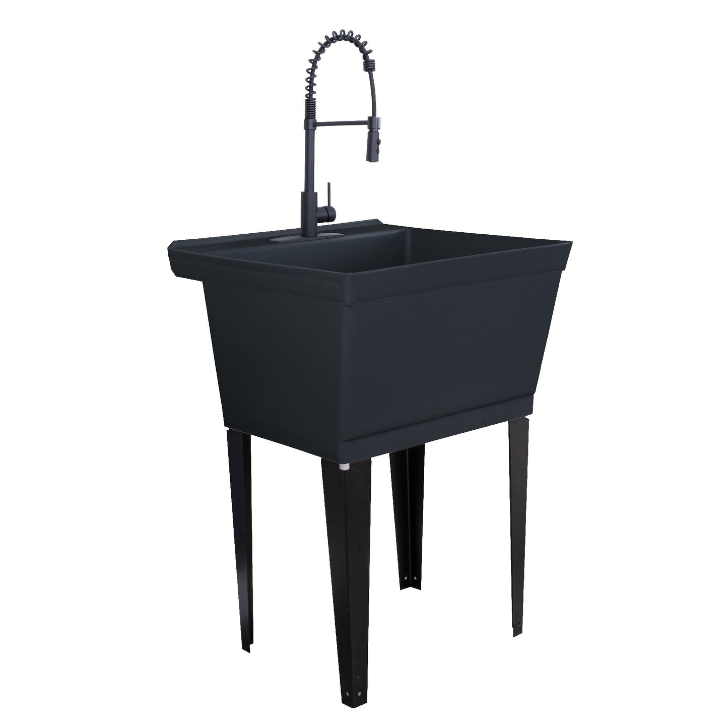 Cambridge Resources Freestanding Black Utility Tub with Faucet