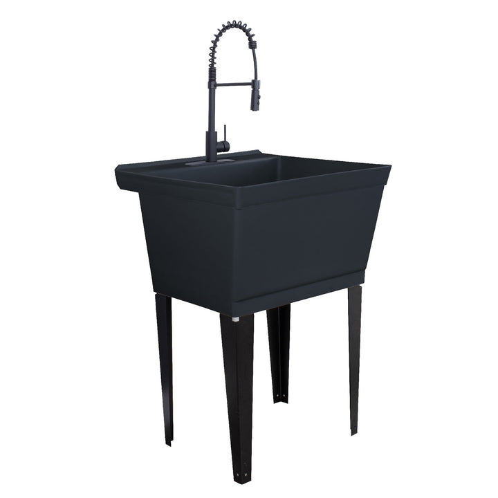 Cambridge Resources Freestanding Black Utility Tub with Faucet