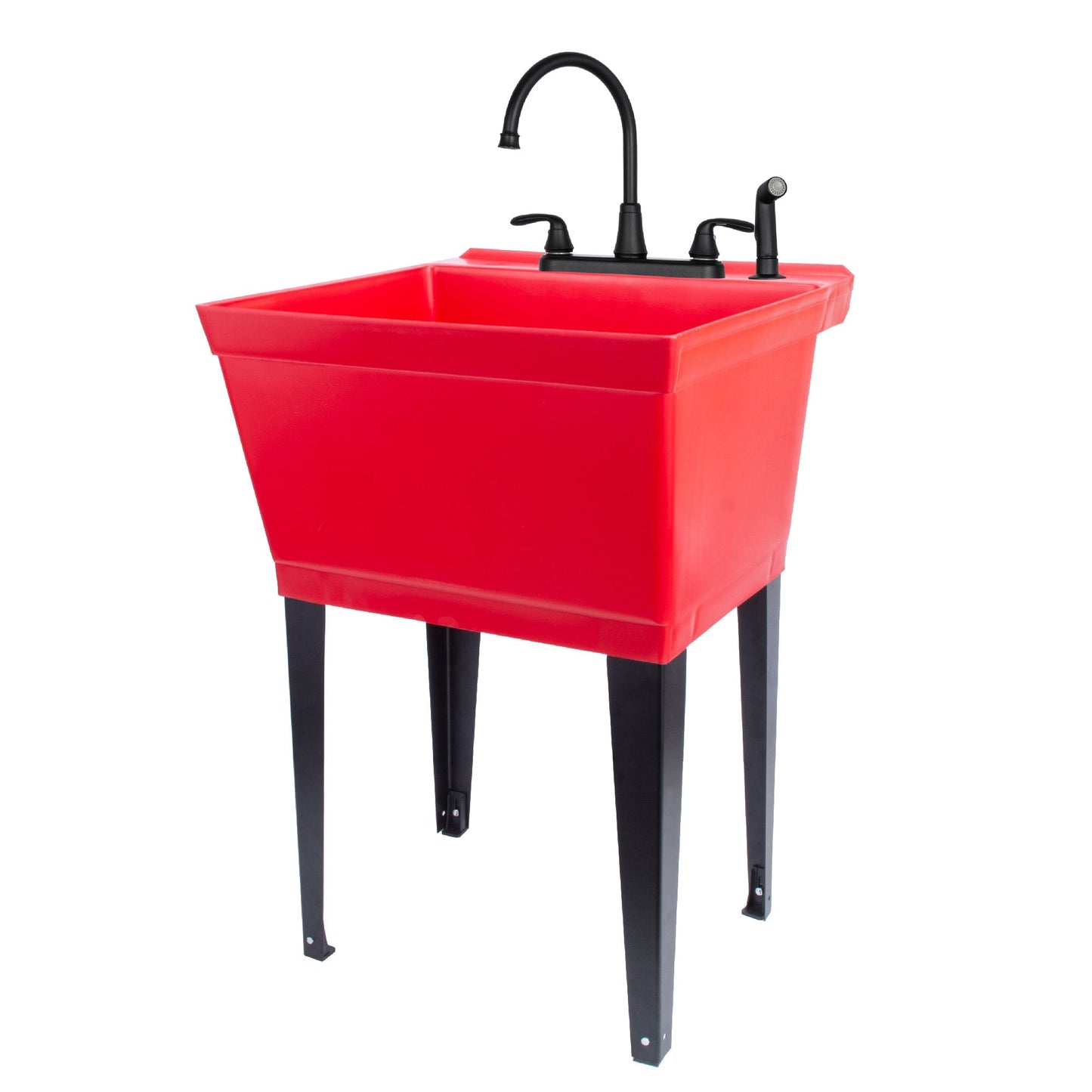 Cambridge Resources Red 1-Basin Freestanding Utility Tub with Drain and Faucet