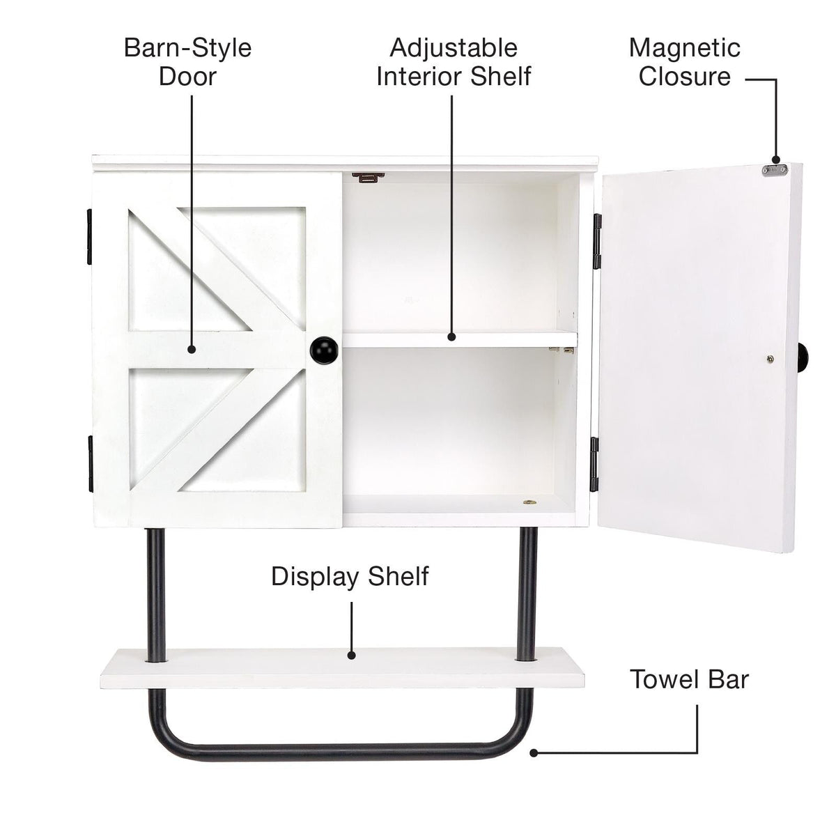 Excello Global Products 17 x 21 x 8 Barndoor Soft Close Bathroom Wall Cabinet