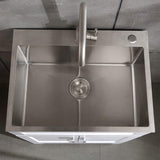 WELLFOR 24-in x 18-in White Freestanding Utility Tub with Faucet and Storage Cabinet