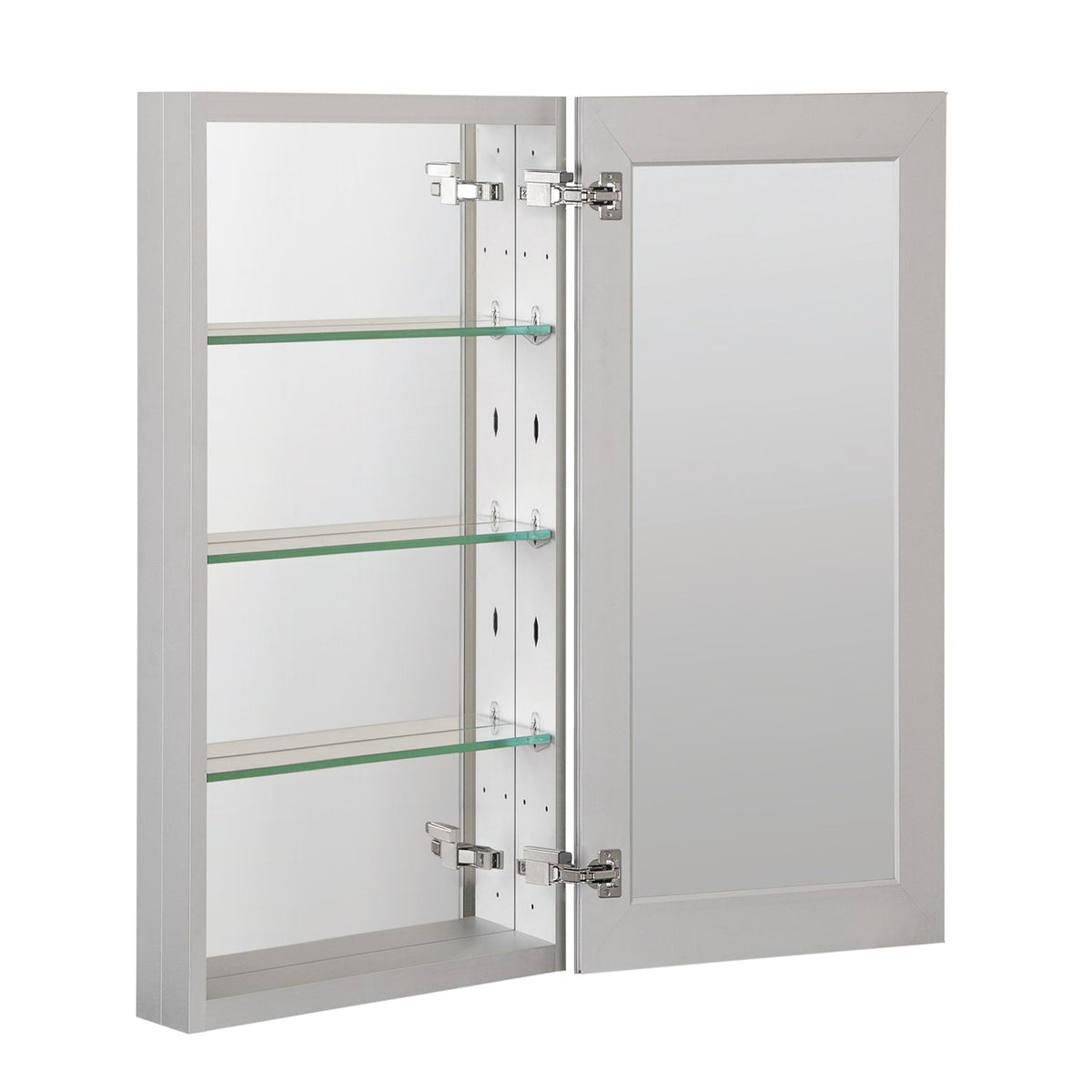 Forclover DON 15-in x 36-in Surface/Recessed Mount Satin Mirrored Soft Close Medicine Cabinet