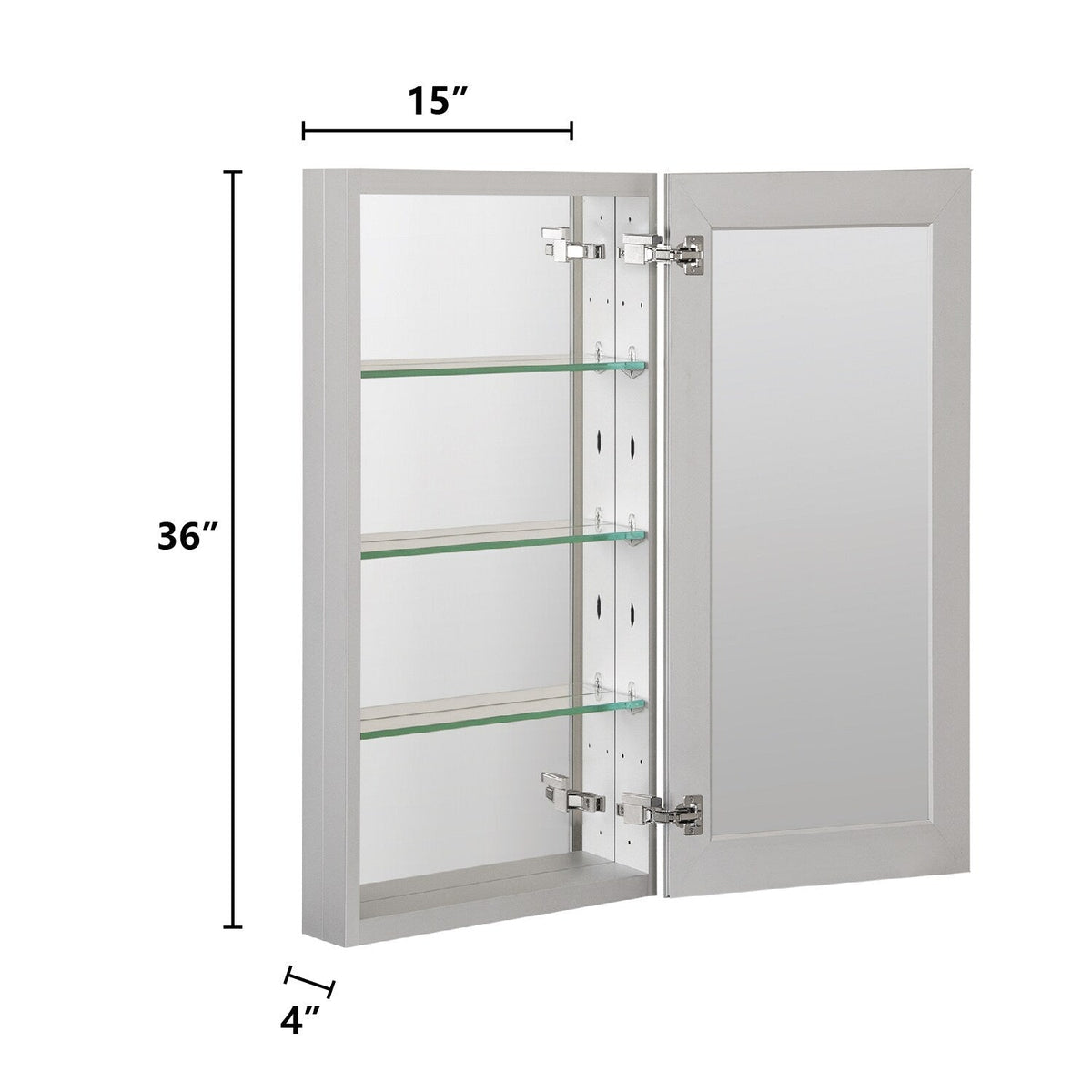 Forclover DON 15-in x 36-in Surface/Recessed Mount Satin Mirrored Soft Close Medicine Cabinet