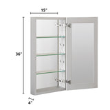 Forclover DON 15-in x 36-in Surface/Recessed Mount Satin Mirrored Soft Close Medicine Cabinet