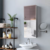 Forclover DON 15-in x 36-in Surface/Recessed Mount Satin Mirrored Soft Close Medicine Cabinet