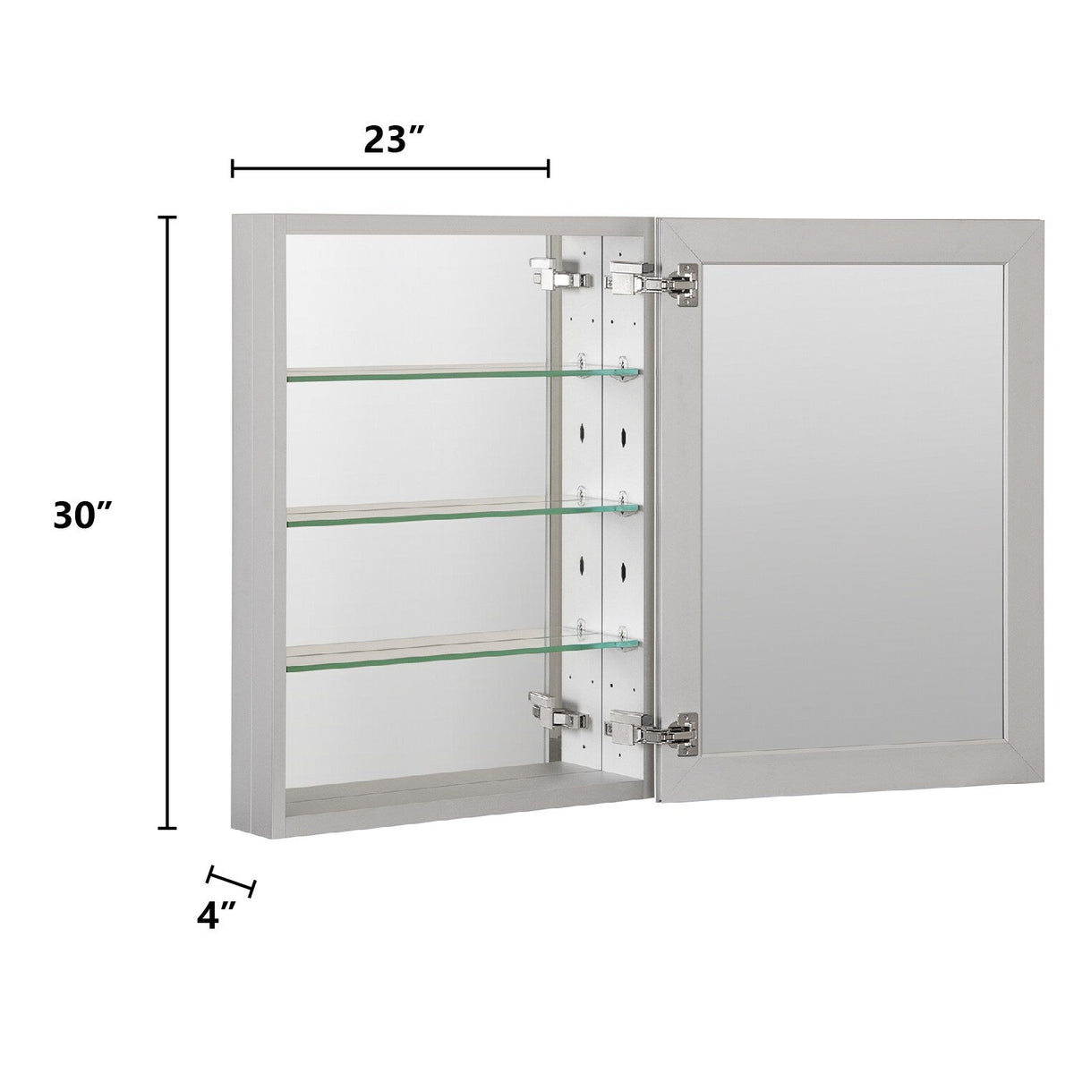 Forclover KF 23-in x 30-in Surface/Recessed Mount Satin Mirrored Soft Close Medicine Cabinet