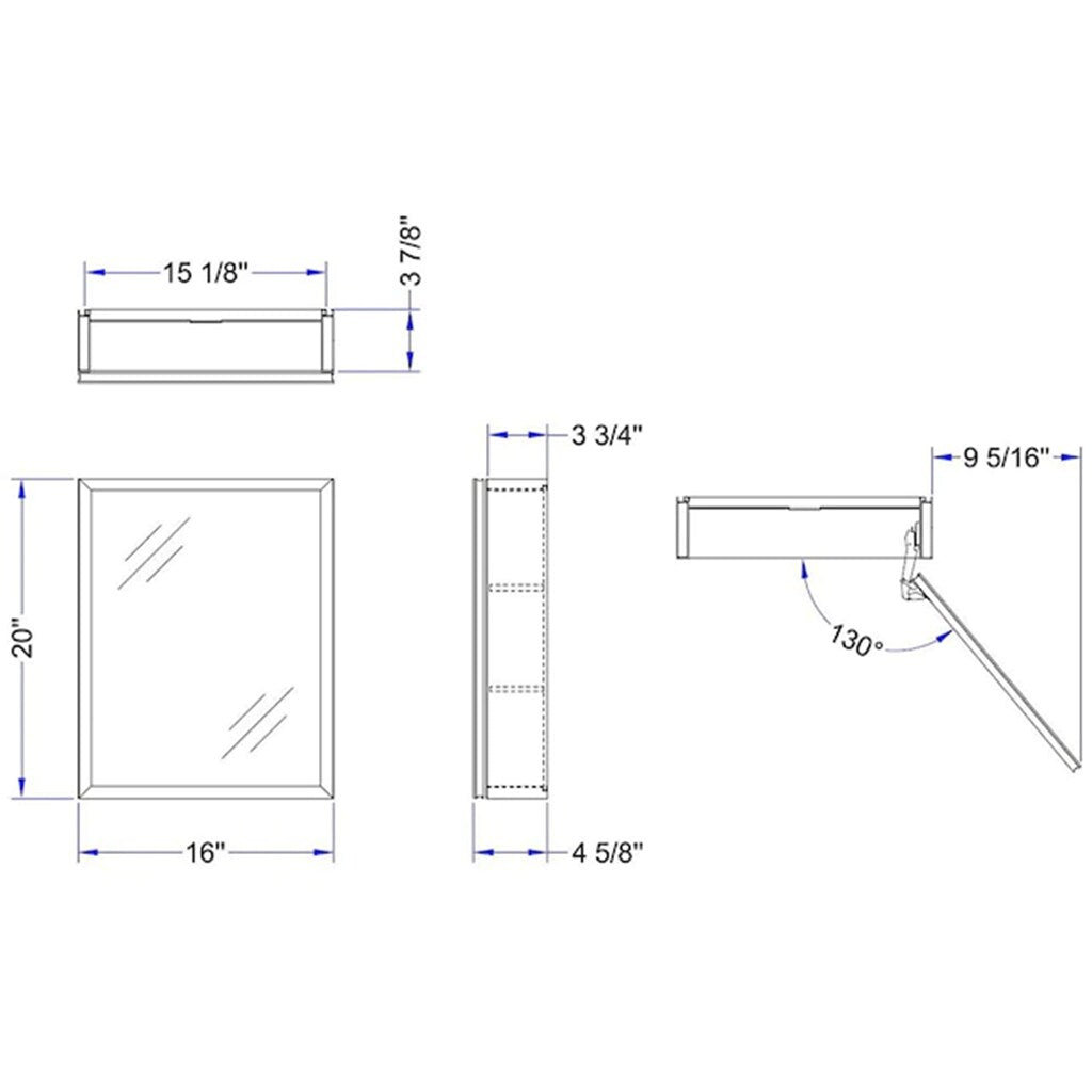 Forclover KF 16-in x 20-in Surface/Recessed Mount Satin Mirrored Soft Close Medicine Cabinet