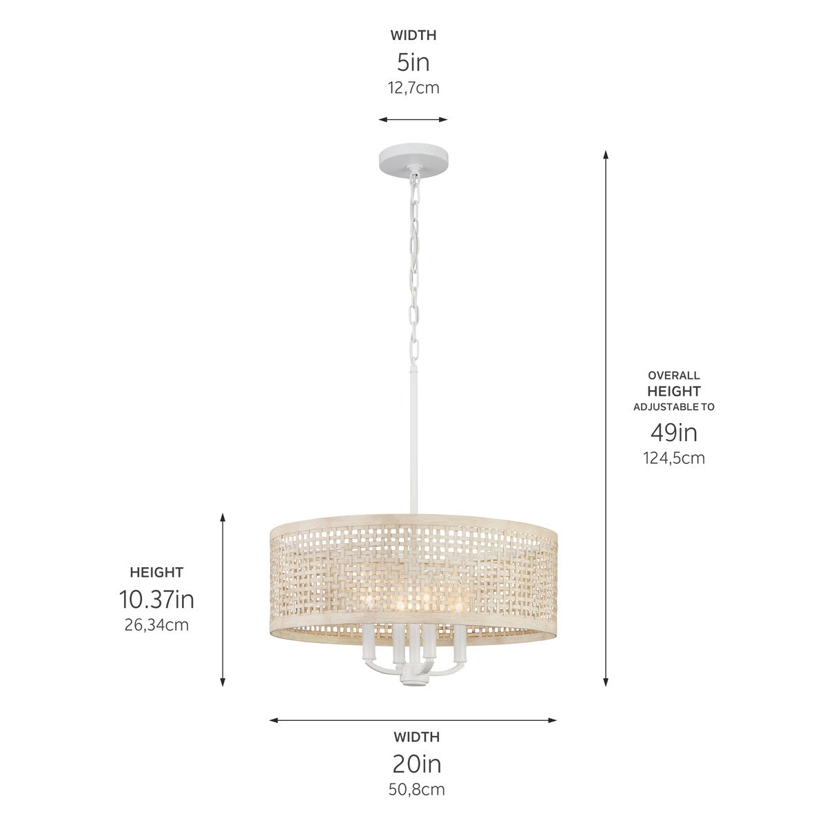 Kichler Sayulita 4-Light White Coastal Drum Medium Hanging Pendant Light