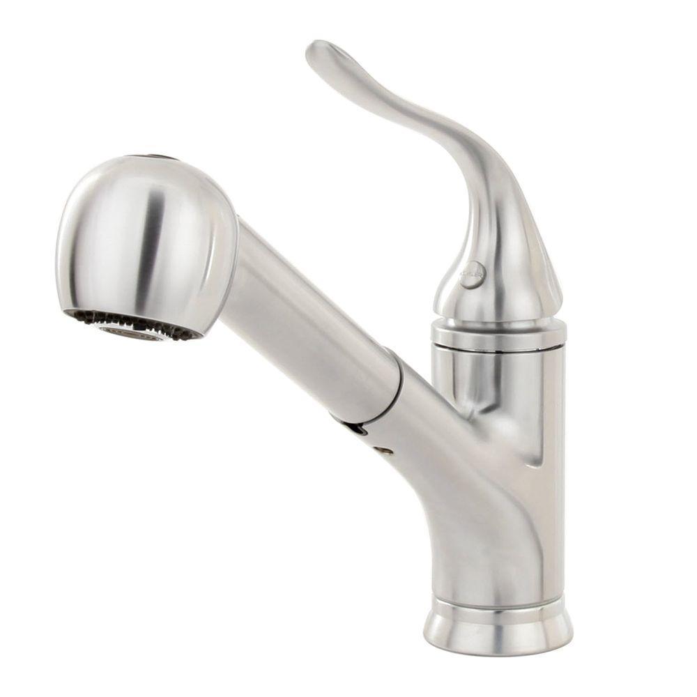 Coralais Single-Handle Pull-Out Sprayer Kitchen Faucet With MasterClean Sprayface In Polished Chrome - Super Arbor
