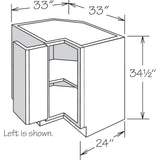 allen + roth Aveley 33-in W x 34.5-in H x 24-in D Linen Diagonal Corner Base Fully Assembled Cabinet (Flat Panel Shaker Style)
