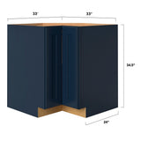 allen + roth Port 33-in W x 34.5-in H x 24-in D Navy Diagonal Corner Base Fully Assembled Cabinet (Flat Panel Shaker Style)