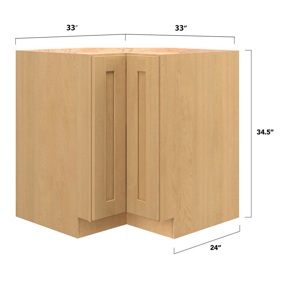 allen + roth Innsbrook 33-in W x 34.5-in H x 24-in D Rye Lazy Susan Corner Base Fully Assembled Cabinet (Flat Panel Shaker Style)