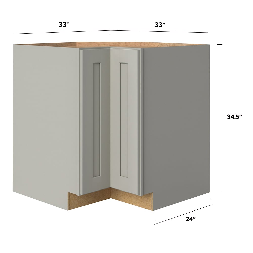 allen + roth Stonewall 33-in W x 34.5-in H x 24-in D Stone Lazy Susan Corner Base Fully Assembled Cabinet (Flat Panel Shaker Style)