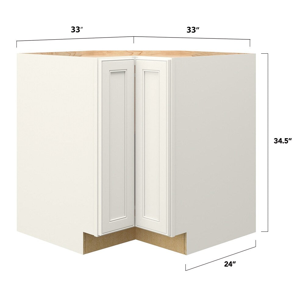 allen + roth McKeller 33-in W x 34.5-in H x 24-in D Linen Diagonal Corner Base Fully Assembled Cabinet (Flat Panel Square Style)