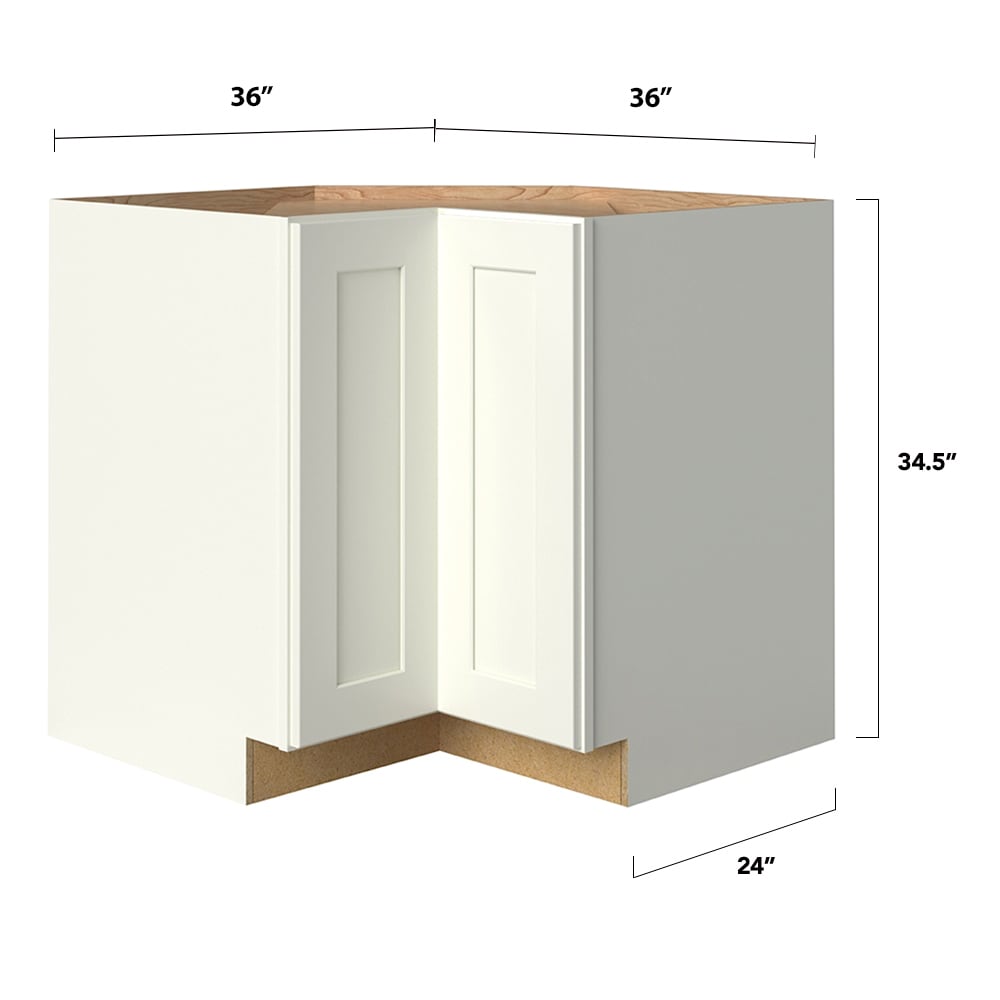allen + roth Aveley 36-in W x 34.5-in H x 24-in D Linen Lazy Susan Corner Base Fully Assembled Cabinet (Flat Panel Shaker Style)
